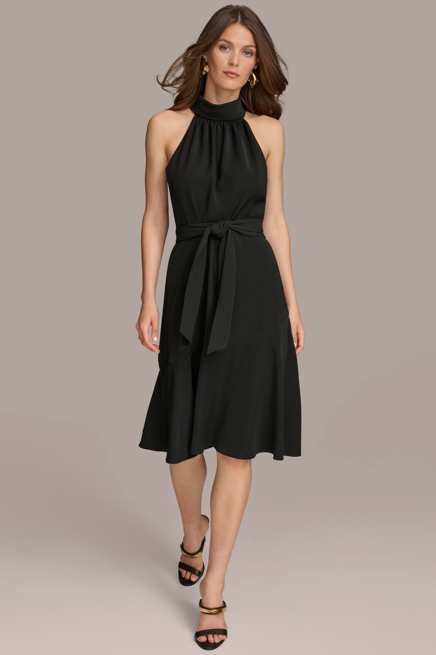 (image for) INGENIOUS HALTER NECK A LINE DRESS WITH BELT